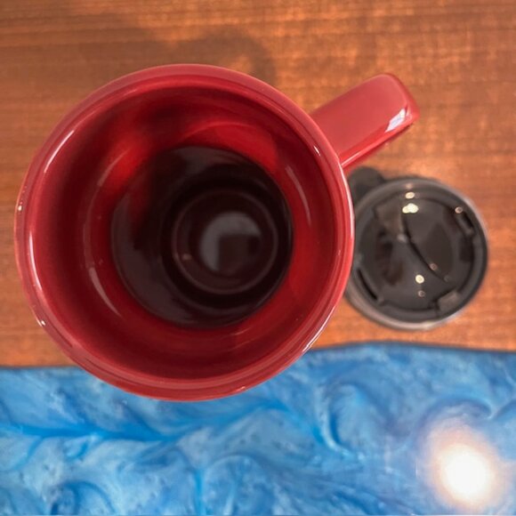 The Disney Store 12oz Mickey Mouse All Over Maroon Travel Mug Cup with Lid - Picture 7 of 8